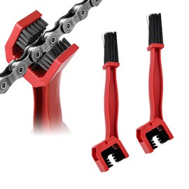 Dickno 2 PCS Motorcycle Chain Brush, Bicycle Chain Cleaning Brush Tool, Chain Gears Maintenance Cleaning Brush for Motorcycle Bicycle Scooter Tricycle, Motorcycle Accessories (Red)