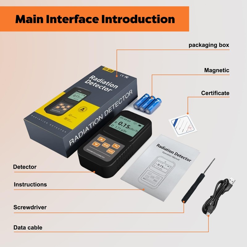 Memows Geiger Counter Radioactivity Meter Nuclear Radiation Detector Portable Radioactivity