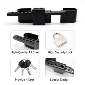 QZATTCAEN Heavy Duty Steel Cargo Door Lock/Shipping Container Lock-Durable & Weather-Resistant with 4 Keys，Adjustment Range: 11-2/5''-18-1/2'' Color-Black