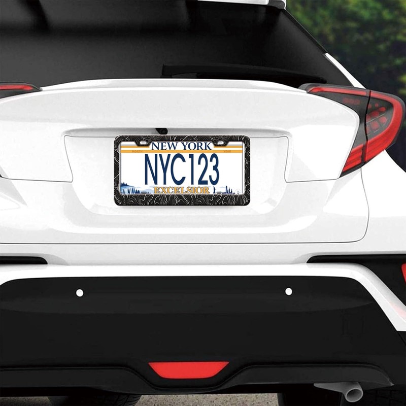 2-Pack Topographic Map License Plate Frames for Women Man, 2