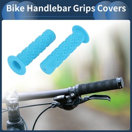 INFINAUTO Bike Handlebar Grips Covers, 120mm Bicycle End Grips Protector Rubber Blue, Lightweight 1 Pair