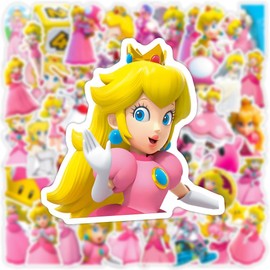 50 Pcs Princess Peach Stickers, Waterproof Stickers for Water Bottles Vsco Laptop Skateboard Phone Computer, Christmas Gifts for Boy Girl Teens Kids (Princess Peach)