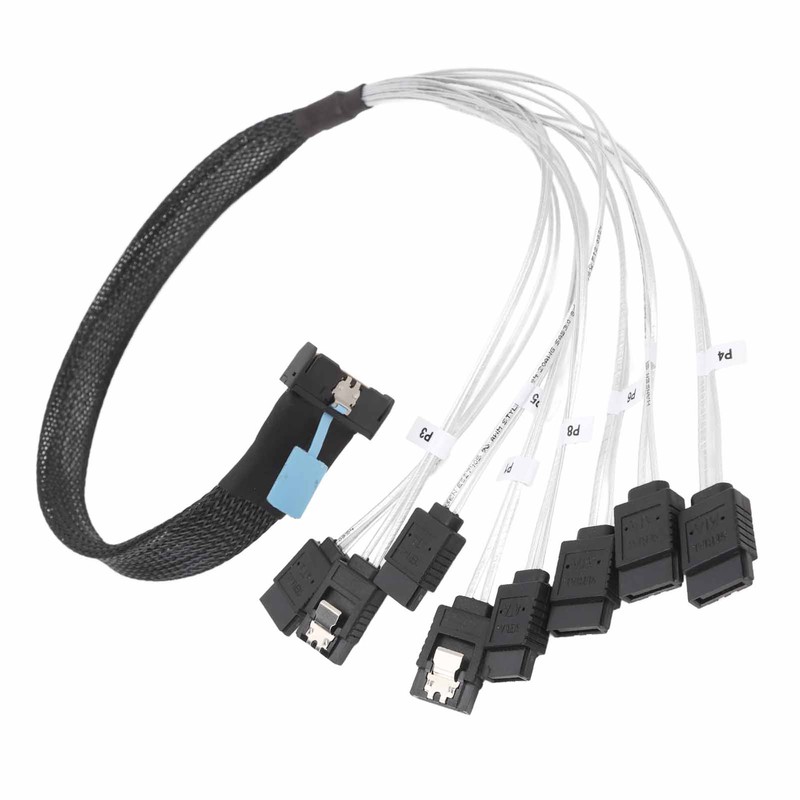 MCIO 8i to 8xSATA3.0 Cable 19.7 Inch Silver Plated OFC