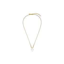 Purelei® Translucent Tennis Chain Style Necklace with Zirconia Stones and Crystal Heart - Adjustable 40-45 cm, Stainless Steel in Gold, Silver or Rose Gold, Stainless Steel, Abalone