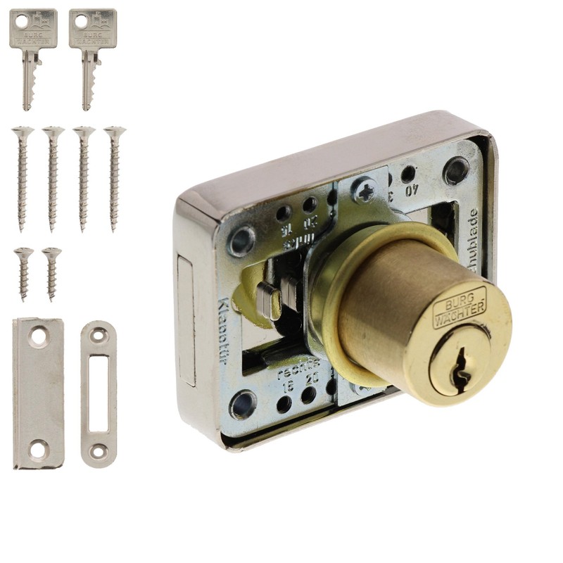 Burg Wächter Stop Lock for Drawers MZ 23/25 mm Polished Brass,