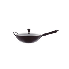 JIA Carbon Steel Companion Wok with Lid - 32CM, Black