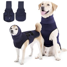 Dog Anxiety Vest with Calming Hood, Adjustable Reflective Dog Jacket for Thunderstorms & Fireworks, Breathable Stress Relief Coat for Nervous Dogs