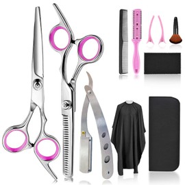 Hair Scissors Scissors Set,Fcysy Professional 11 Hair Cutting Scissors Kit,Barber Scissors Hairdressing Texture Scissors Straight Edge Razor Hairdressing Supplies,Hair Cutting Scissors Salon Tools