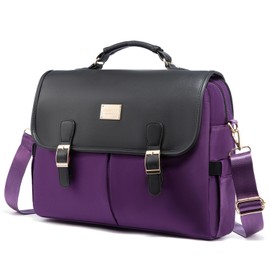 LOVEVOOK Laptop Bag for Women, 15.6 inch Large Capacity Computer Briefcase Case, Crossbody Messenger Shoulder Bag, Office Business Work Tote Bags Purse for Travel Gifts, Black-deep Plum