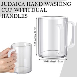 Dingion Judaica Hand Washing Cup with Dual Handles 5" Acrylic Clear Negel Vasser Washing Cup for Netilat Yadayim Jewish Ritual Kohanim