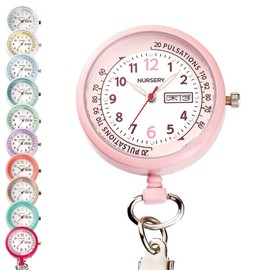 Nurse Day and Date Display, Short Chain Watch (NEW) Reverse Dial, Nurse Watch, Nurse Watch, Pulse Measurement Scale, Glow in the Sun, Nurse Goods, beige, Minimalist