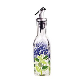 Grant Howard Hand Painted Square Cruet with Pourer, Blue Hydrangeas, 6 oz., Multicolor