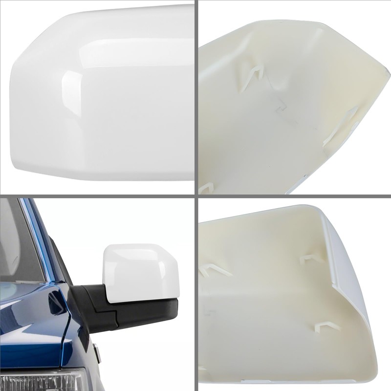 White Direct Replacement Side Mirror Covers Caps for 2015-2020 Ford