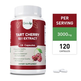 타트 체리 3000mg - 균형 잡힌 요산 수치 관절 건강 지원 10:1 추출물, 120정, 3개 Tart Cherry 3000mg - Balanced Uric Acid Levels Joint Health Support 10:1 Extract, 120 Capsules, Pack of 3