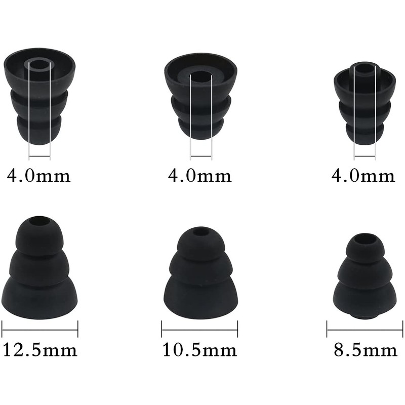 ALXCD Triple Flange Ear Tips, 6 Pairs S/M/L Sizes Triple