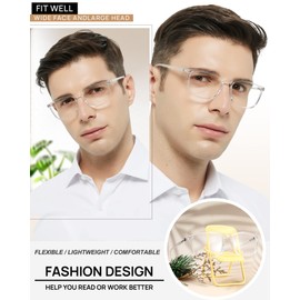 MARE AZZURO Lightweight Reading Glasses Men Designer Readers 1.00 1.25 1.50 1.75 2.00 2.25 2.50 2.75 3.00 3.50 4.00 5.00 6.00 (Clear, 225)