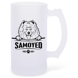 100 North Samoyed Frosted Matte 16 Ounce Glass Beer Mug Stein Craft Drinking Companion