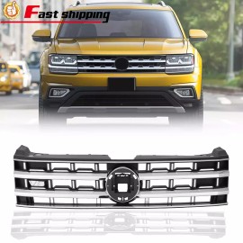 YLT AUTO For 2018-2020 Volkswagen Atlas Front Bumper Upper Grille Chrome W/ V6 3CN853651A