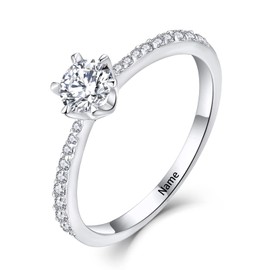 Starnny Women's Rings Sterling Silver 925 3A Cubic Zirconia Engagement Ring for Women, Sterling Silver