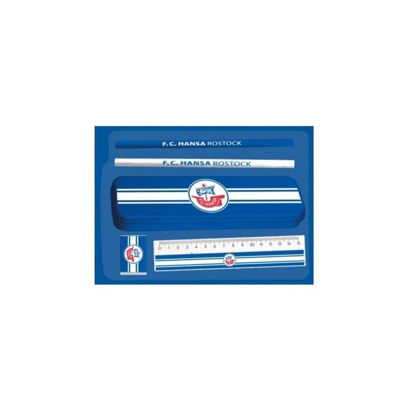 FC Hansa Rostock School Set with Ruler Pencil Sharpener Eraser