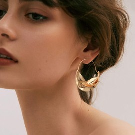 Goresory Gold Chunky Irregular Drop Fulani Statement Earrings for Women