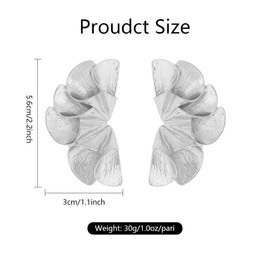 FFWTPY Women's Earrings Fan-shaped Alloy Leaf Earrings Retro Elegant Temperament Earrings Suitable for Fashion Commuting Jewelry Gift for Girls