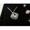 Danecraft Cubic Zirconia Square Necklace + 3 Set Earring Collection