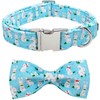 Lionet Paws Blue Dog Collar with Bow Tie, Durable Comfortable