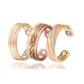 EnerMagiX Tri Tone 3500 Gauss Magnetic Copper Rings for Women or Men, 99.95% Copper Ring with 4 Magnets, Adjustable Size, Women's Day Gift for Mom, Wife (CPR-0013 0169 0131)