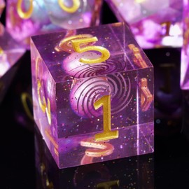 DND Dice Set, 7 Pieces Polyhedral Handmade Resin D&D Dice with Planets Inside DND Dice Set for Dungeons and Dragons Pathfinder RPG MTG Pathfinder