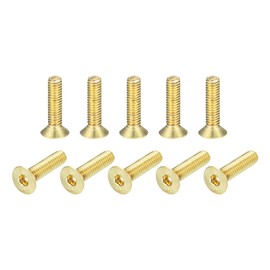 uxcell Flat Head Socket Cap Screws, M4-0.7 x 16mm Brass Inner Hex Drive Fasteners Bolts 24Pcs