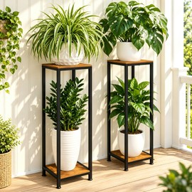 2-Pack Plant Stand Indoor, 41'' Extra Tall Wood Plant Stands Heavy Duty