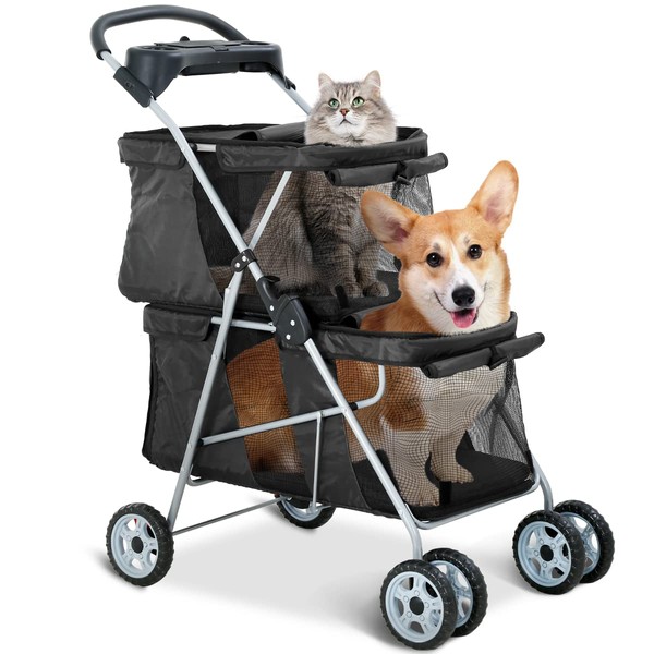 HKLGorg Double Pet Stroller Dog Stroller for 2 Dogs Cats,