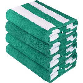 Utopia Towels Cabana Stripe Beach Towels, Green, (30 x 60 Inches) - 100% Ring Spun Cotton Large Pool Towels, Soft and Quick Dry Swim Towels (Pack of 4)