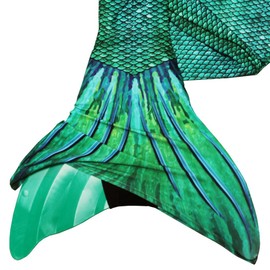 Mermaid Tail and Monofin for Swimming with MER-Shield Tip Protection, Adult Sizes (Siren Green - Green Monofin, Adult XL (JXL 14-16))
