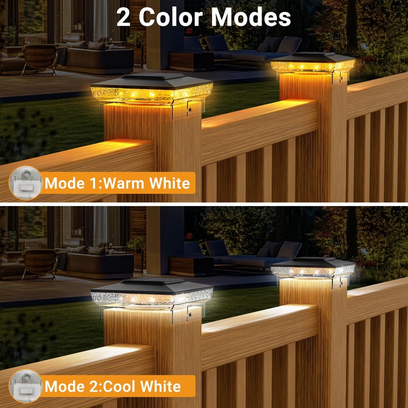 btfarm 4x4 Solar Post Cap Lights Outdoor, 16 Pack Deck