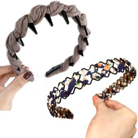 Xizhounianfeng 2-in-1 Decorative Hair Clips Non-Slip Grip - Nylon Braid Headbands for Women - Comfortable Accessories for All Types(braided coffe＆Metal Orchid)