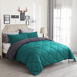 Wamsound 3 Piece Microfiber Twin Comforter Breathable & Fluffy Quilted Bedding Sets-Luxury Soft Lightweight Down Alternative Blanket for All Season 1 Comforter(68"×86") and 2 Pillow Shams(8"×10")
