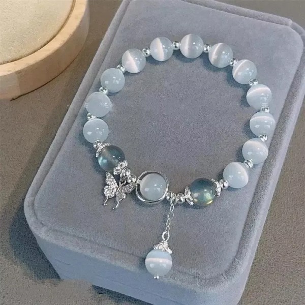 Unbranded Pulsera De Cristal ópalo Azul Para Niña Y Mujer