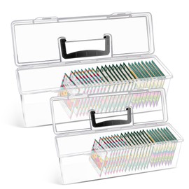 GRETJOB 2 Pack Seed Storage Organizer Box, Portable Seed Packet Organizer, Clear Plastic Seed Saving Box, Portable Seed Package Storage Organizer with Lid (14 x 4.2 x 4.7)(11.8 x 3.7 x 3.7)
