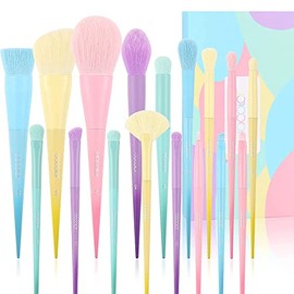 docolor Juego de 17 brochas de maquillaje coloridas, juego de brochas de maquillaje de alta calidad, para regalo sintético, mezcla de polvos, colorete, correctores, sombra de ojos, arcoíris, juego de brochas de maquillaje – Sueño de color
