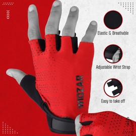 WIDZAR Cycling Gloves for Men and Women Half Finger Gloves, Ideal for Bicycle, Bike Riding, Weight Lifting, Gym Training - Light Weight and Breathable Design with Strong Grip (RED, XXL)