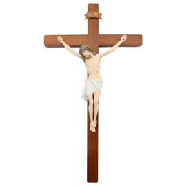 Vittoria Collection 17" Wall Crucifix Wood Cross Jesus Stone Corpus Italian Statue Sculpture Made in Italy