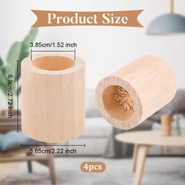 OLYCRAFT 4Pcs Cylinder Wood Bed Risers 1.5 Inch ID Wood Furniture Risers 2.2x2.7 Inch Wooden Heighten Solid Feet Wooden Cylinder Extender Risers for DIY Painting Sofa Couch Chair Table