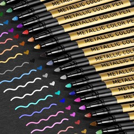 Plumones Metalicos, 20 pcs Plumones de Acrilico para Papel Negro,Punta Media de 2 mm, Ideales para Pintura Rupestre, Papel Negro, Tarjetería, Scrapbooking, Álbum de Fotos DIY