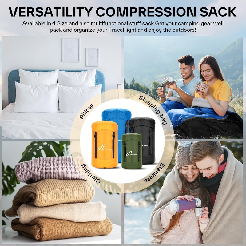 Sportneer Nylon Compression Stuff Sack for Sleeping Bag, Sleeping Bag
