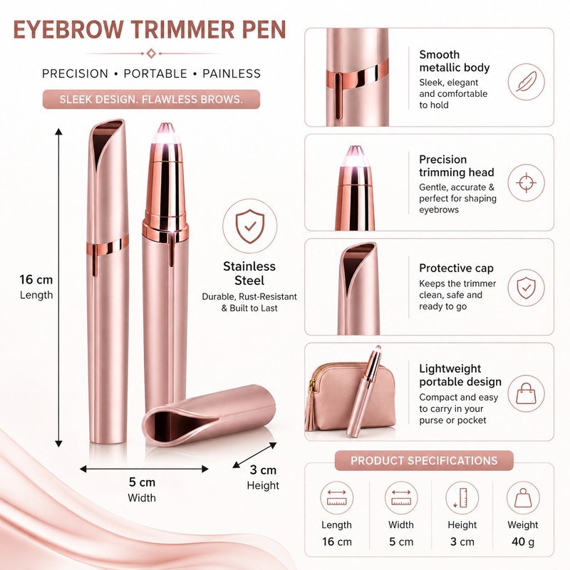 Electric Eyebrow Trimmer for Facial Hair Removal – USB Rechargeable