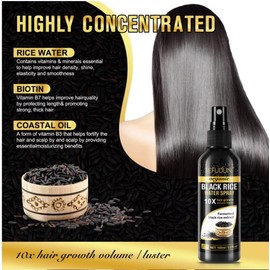 Organic Black Rice Water Spray for Hair Growth, with Castor Oil & Ginger Root Extract for Thicker, Fuller Hair, Helps in Hair Loss and helps Repair Damage 100ml/3.2 fl. Oz (1 PC) - ActivePur