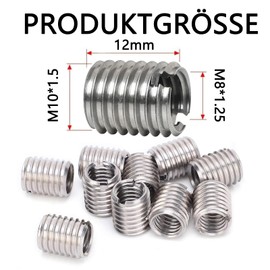 Pack of 10 Thread Insert M8 to M10, Stainless Steel Blade Threaded Nuts, Self-Tapping Thread Repair Insert, Repair Tool, Internal Thread, Metric for Automobiles, Steam Turbines, Mechanical Devices