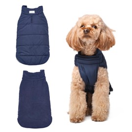 BICOPET Dog Coats for Small, Large Dogs Winter Waterproof, Reversible Dog Jackets, Reflective Adjustable Pet Snowsuit Clothes Turtleneck Fleece Vest for Medium Dogs Puffer Jacket-Blue, XL